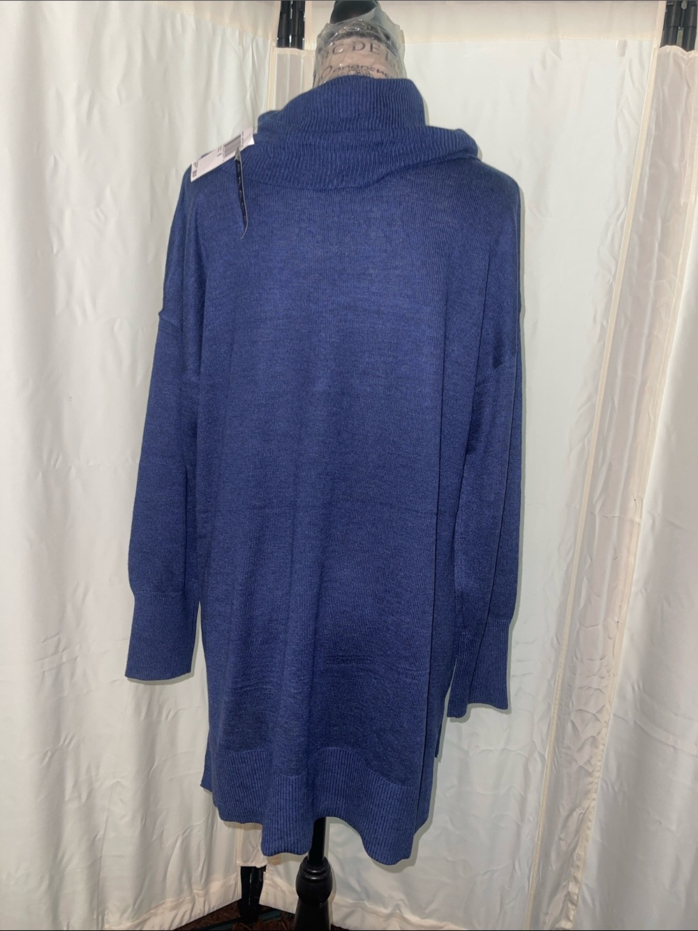 Grace Navy Cowl Neck Tunic Sweater - Picture 3 of 3